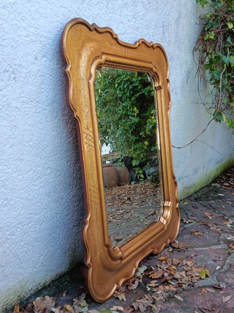 80s beveled gold mirror
