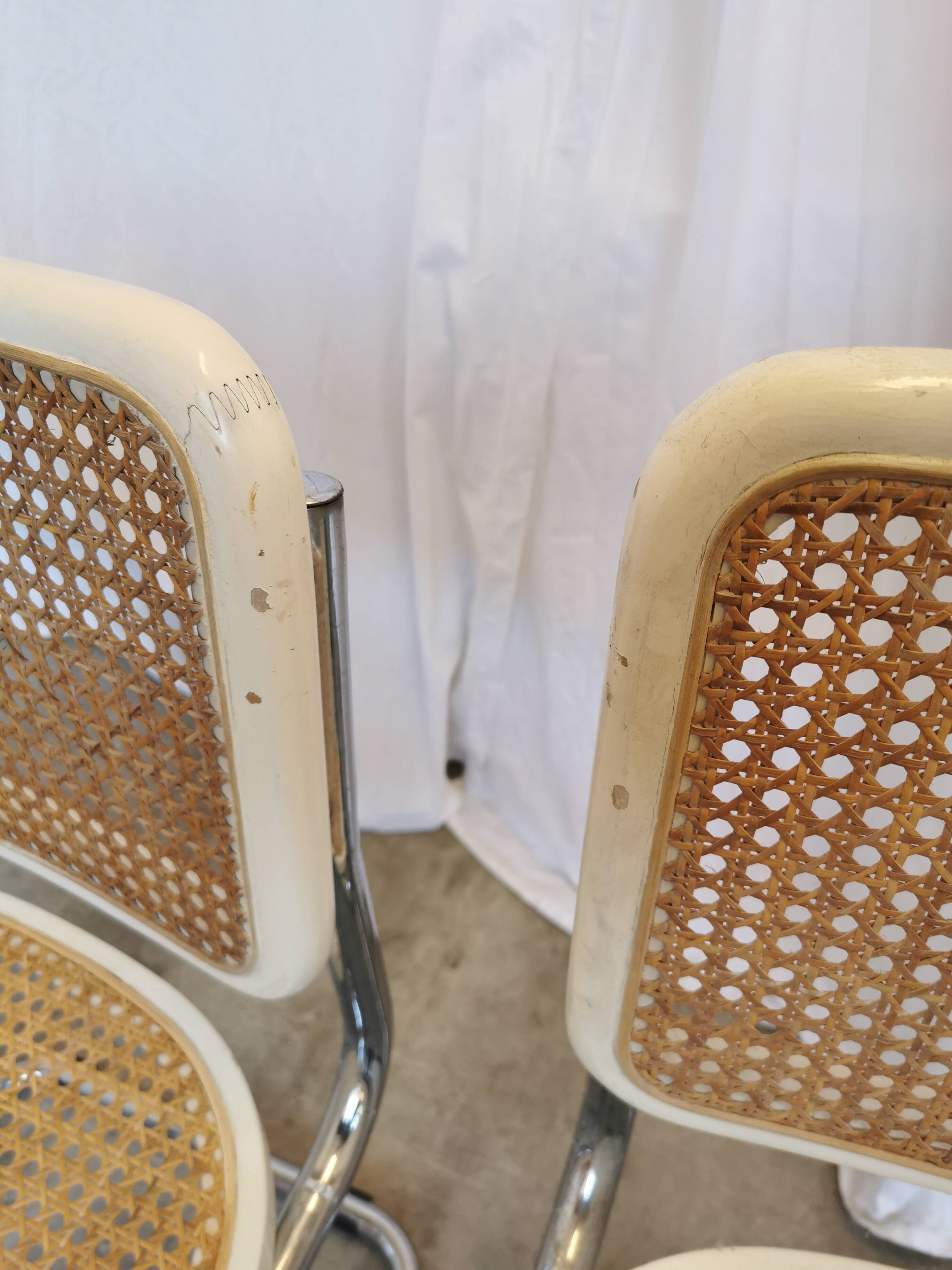 Ensemble de 2 chaises Cesca vintage de Marcel Breuer : chaises de salle à manger en osier style Mid-Century Modern