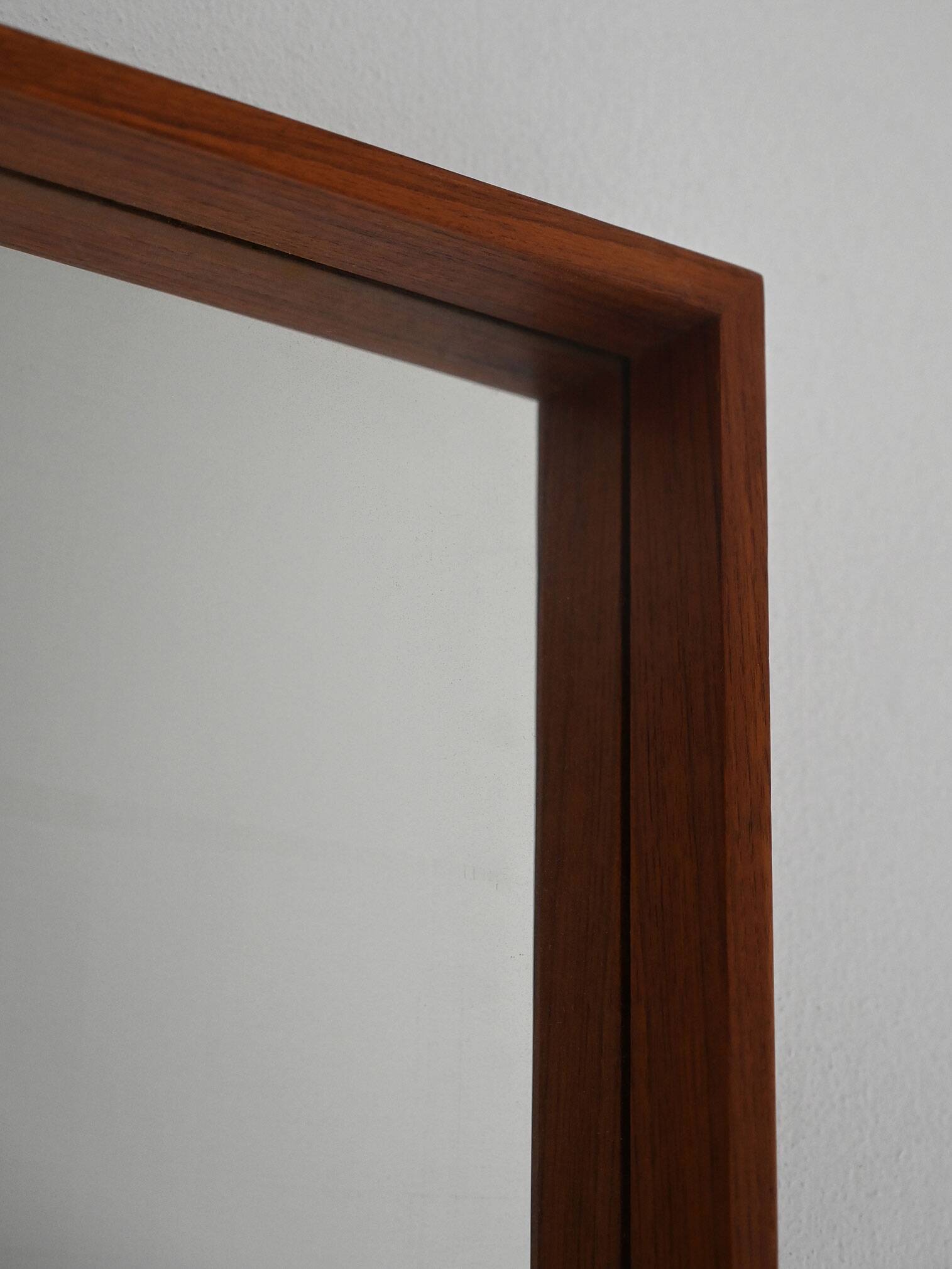 1970s Scandinavian Minimalist Wall Mirror in Teak