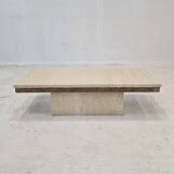 Italian Coffee Table in Travertine and Granite, 1980s