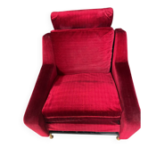 Set of 3 airborne velvet armchairs in red.