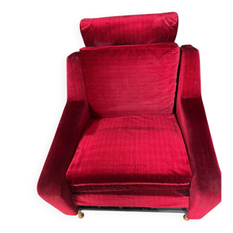 Set of 3 airborne velvet red armchairs
