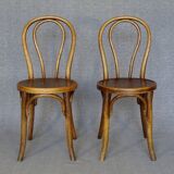 Set de 5 chaises N°18 , arceaux, Thonet 1930. assise bois.