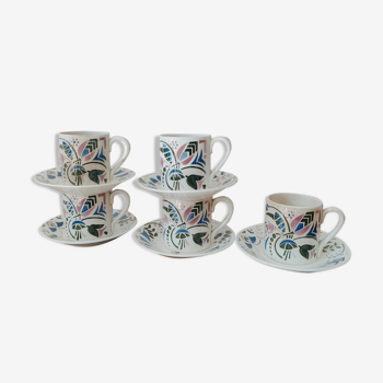 Set of 5 espresso cups in Lunéville earthenware