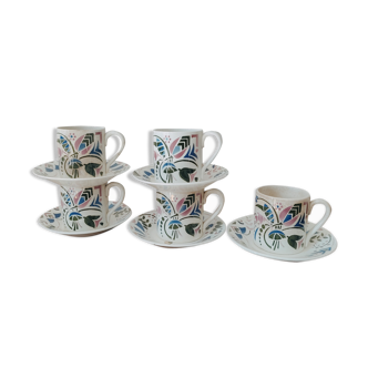 Set of 5 espresso cups in Lunéville earthenware