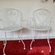 Lot de 2 anciens fauteuils de jardin en fer forgé