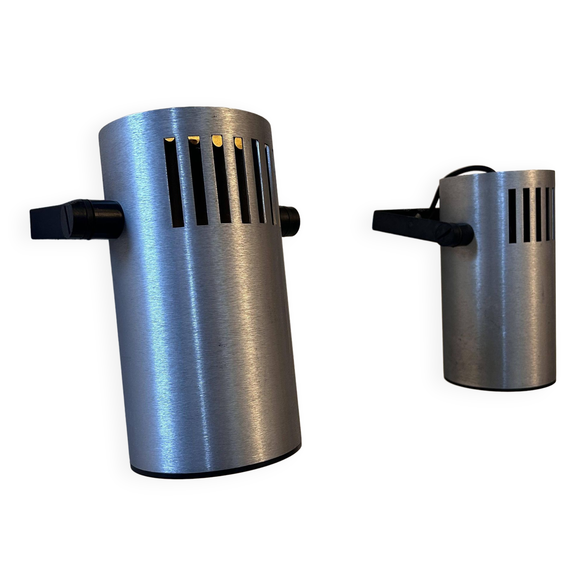 Pair of adjustable wall lights, brushed metal, France 1970
