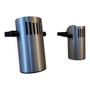 Pair of adjustable wall lights, brushed metal, France 1970