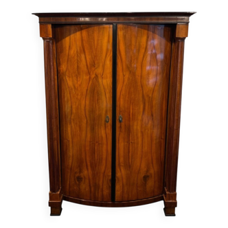 Biedermeier Armoire, Walnut Veneer, Full Columns, Austria/Vienna around 1825
