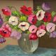 Oil on canvas still life by primo dolzan xxth bouquet of flowers