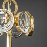 Brass and crystal chandelier designed by Sciolari for Palwa, Germany, 1970s.