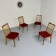 Set of 4 chairs in solid beech and vintage orange fabric, 70s design