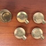 Stackable Austrian brass ashtrays in mid-century style, 1960, set of 5.
