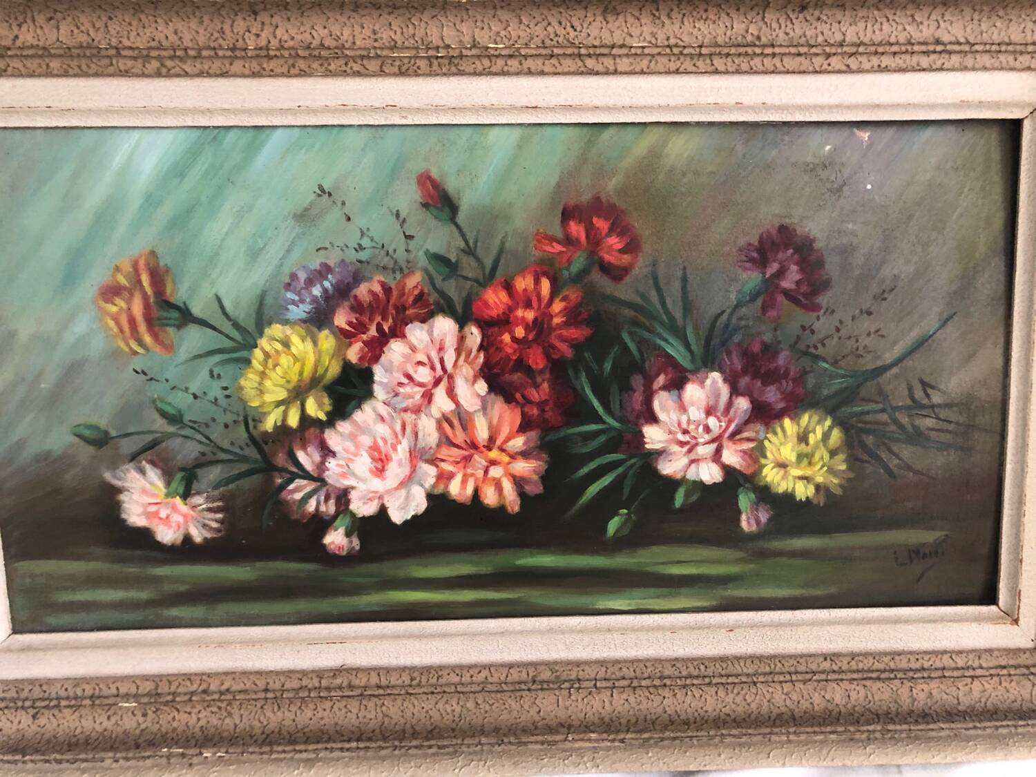 Old oil on panel still life signed