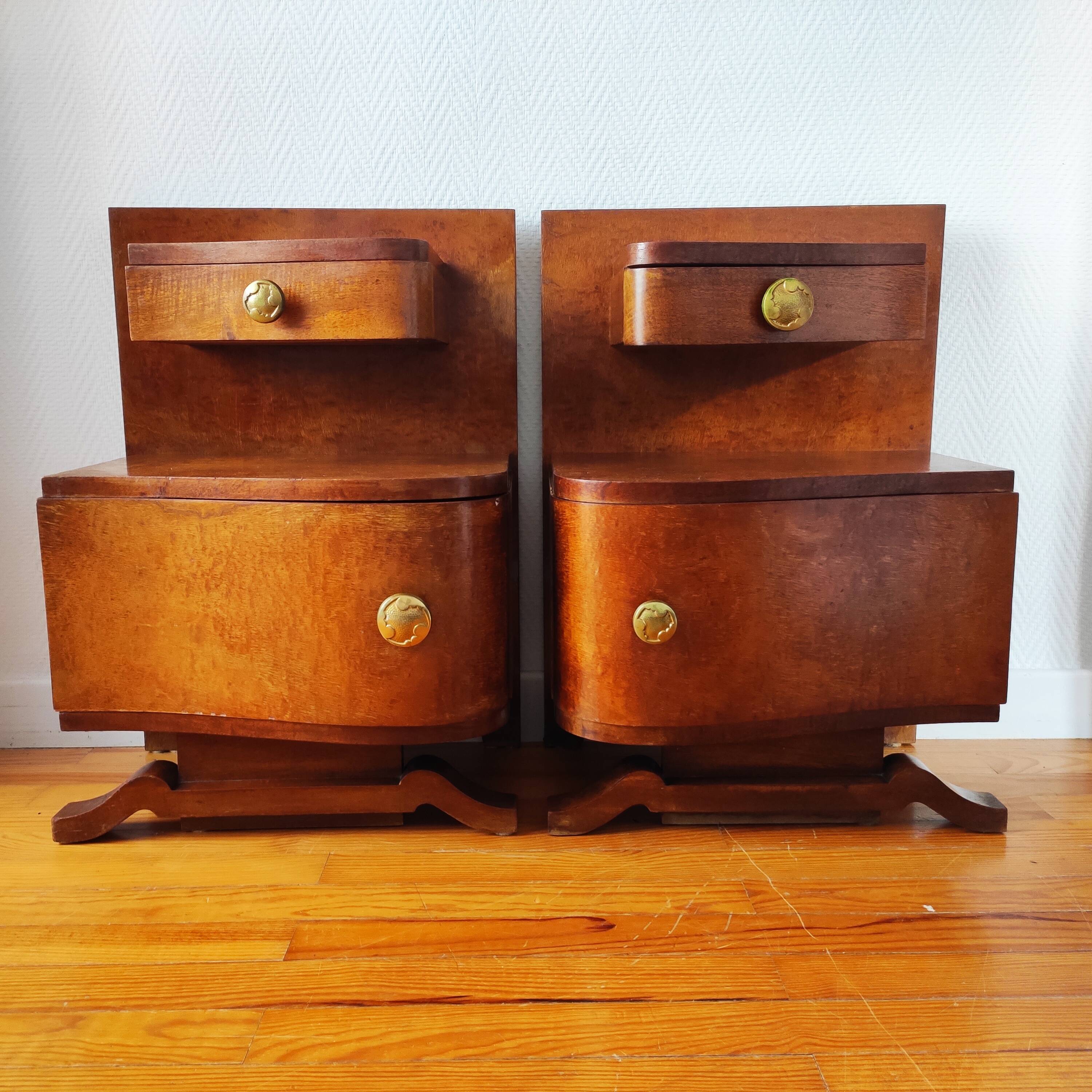 Pair of Art Deco bedside tables 1940