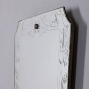 Vintage 1940s Italian design wall mirror with decorated glass