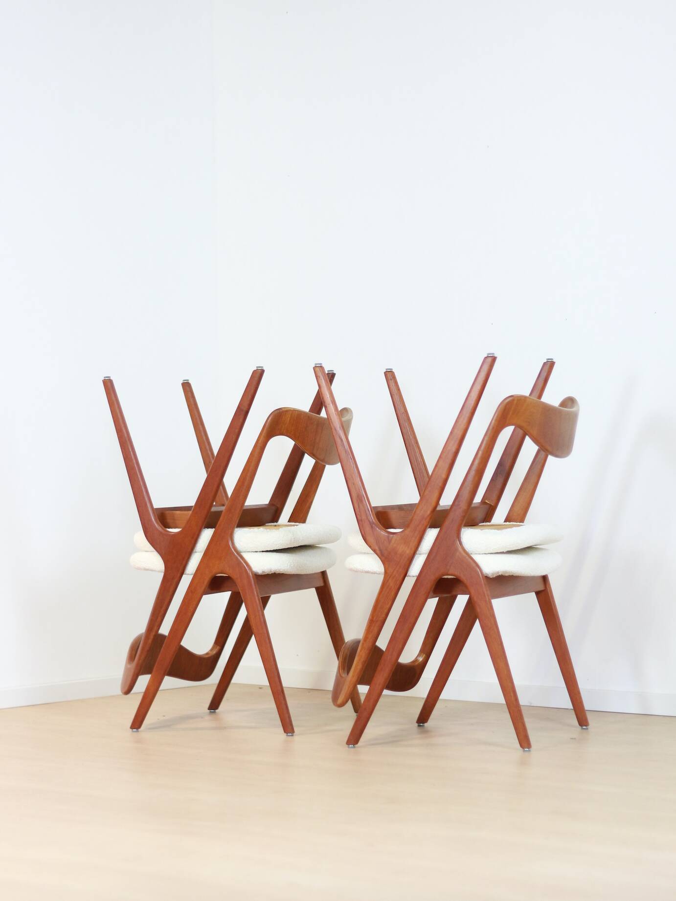Set Bouclé diningchairs Albin Johansson and Sons