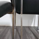 Dining Chairs with Steel and Leather by Mobil Girgi, 1970s, Set of 4