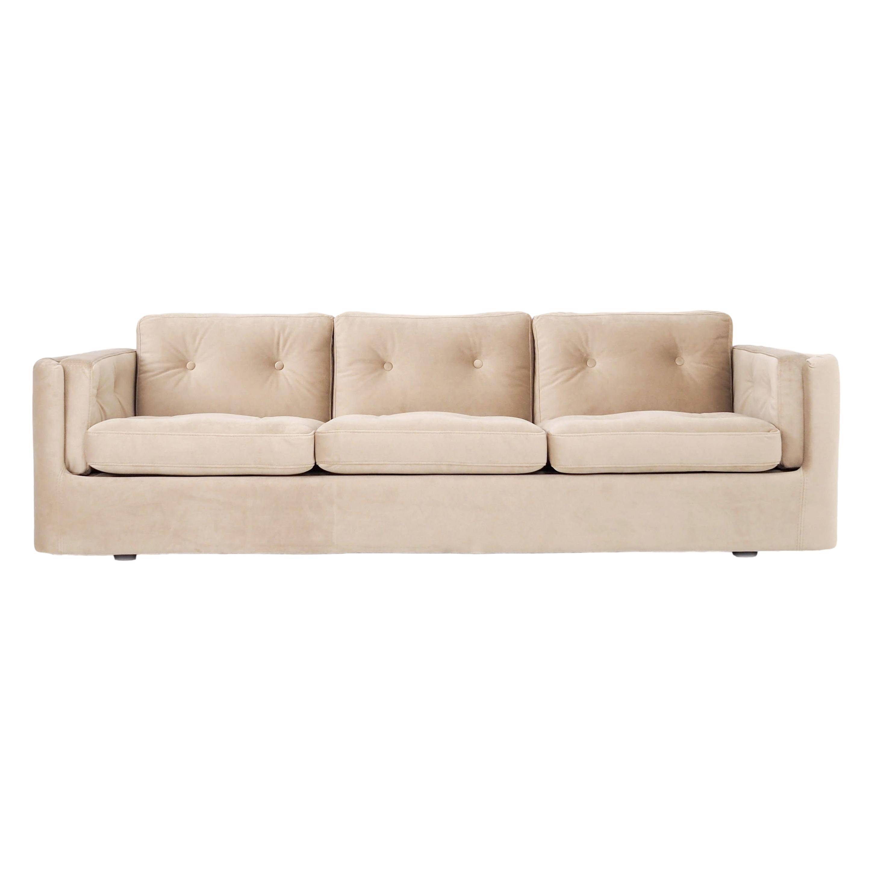 Sofa BERGEN en velours beige, design scandinave