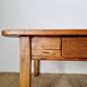 Low farmhouse table in honey pine wood with drawer, L96cm