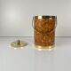 Vintage ice bucket in plastic with an elm burl effect, 1970.
