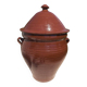 Large vintage glazed terracotta jar, cognac, with lid 🏺