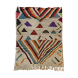 Moroccan Berber carpet boujaad beige with colorful patterns 283x203cm