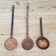 Old copper kitchen utensils - Skimmers x 3 - 1920