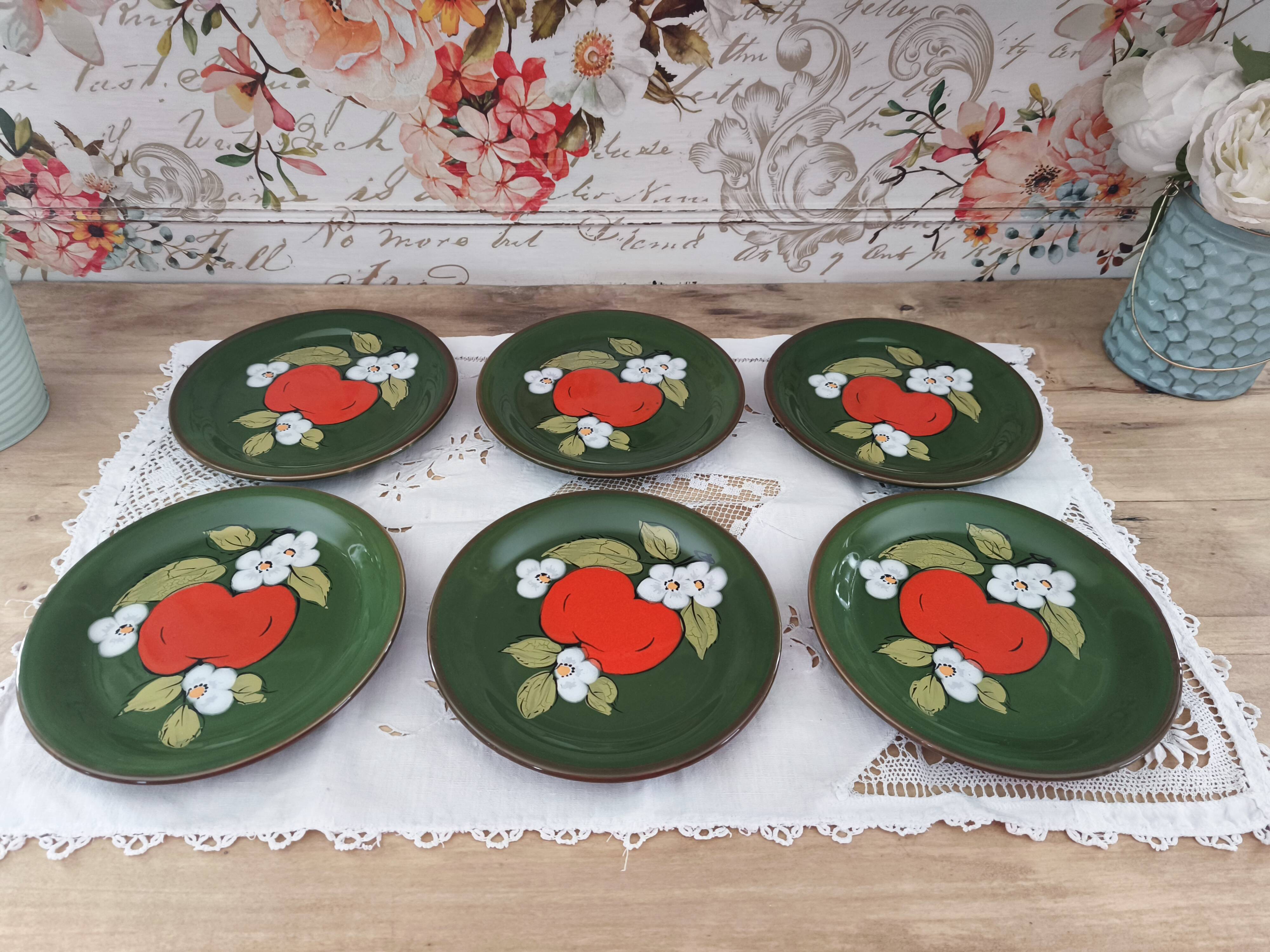Set of 6 vintage Zeller Keramik dessert plates Eden model