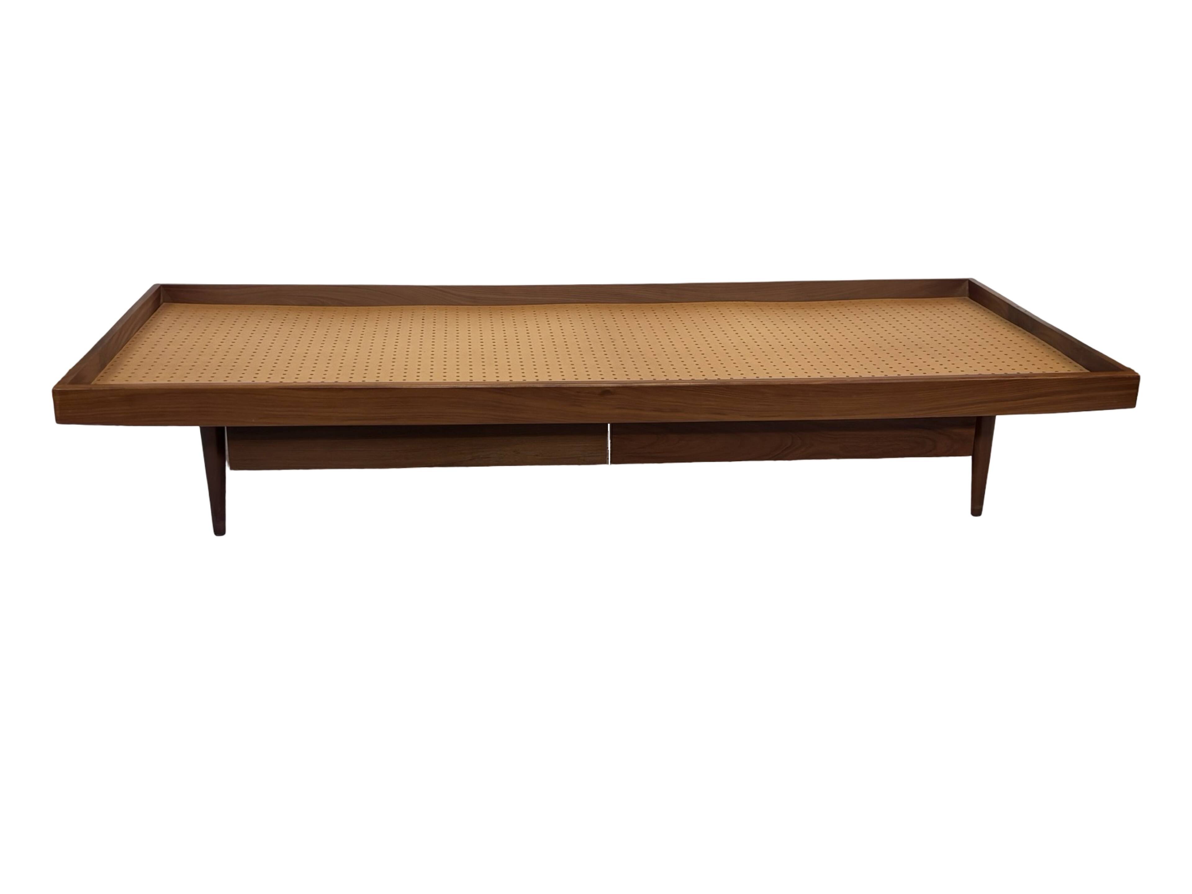 Vintage 1950s teak sofa bed with drawers.