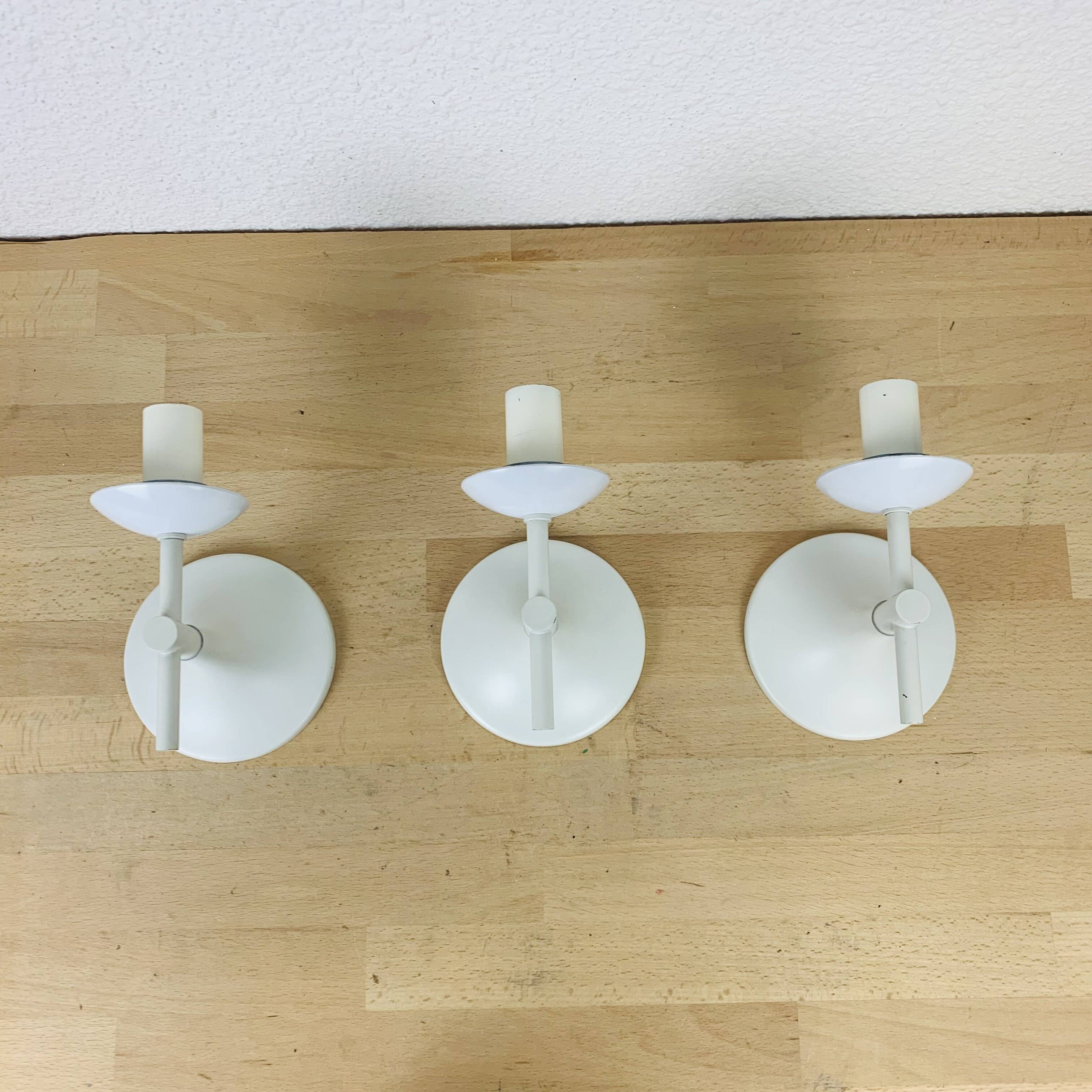 3 Max Bill wall lights for Temde in opaline, 1970s
