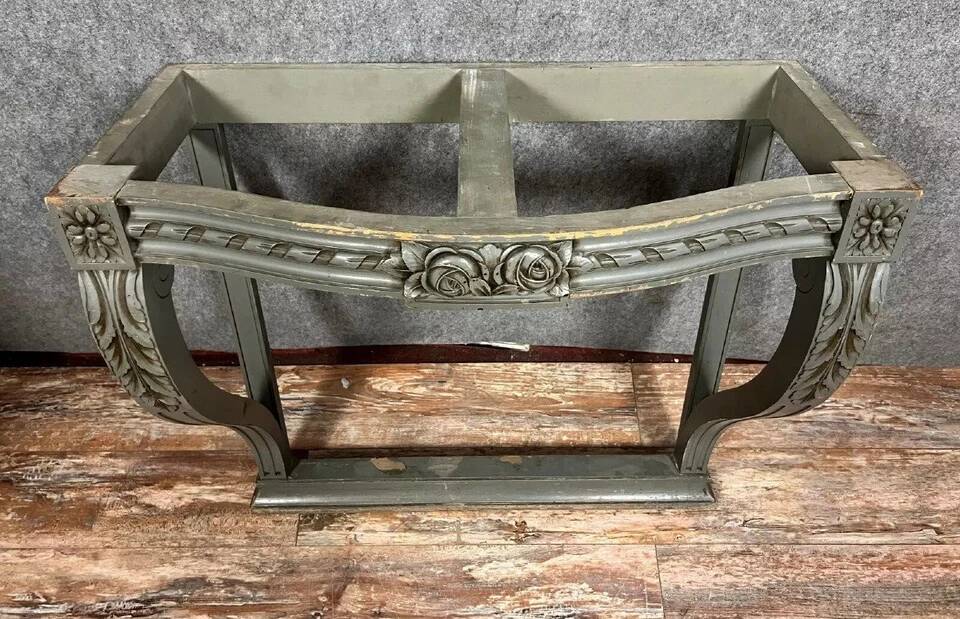 Curved console table from the Napoleon III period in lacquered wood circa 1880