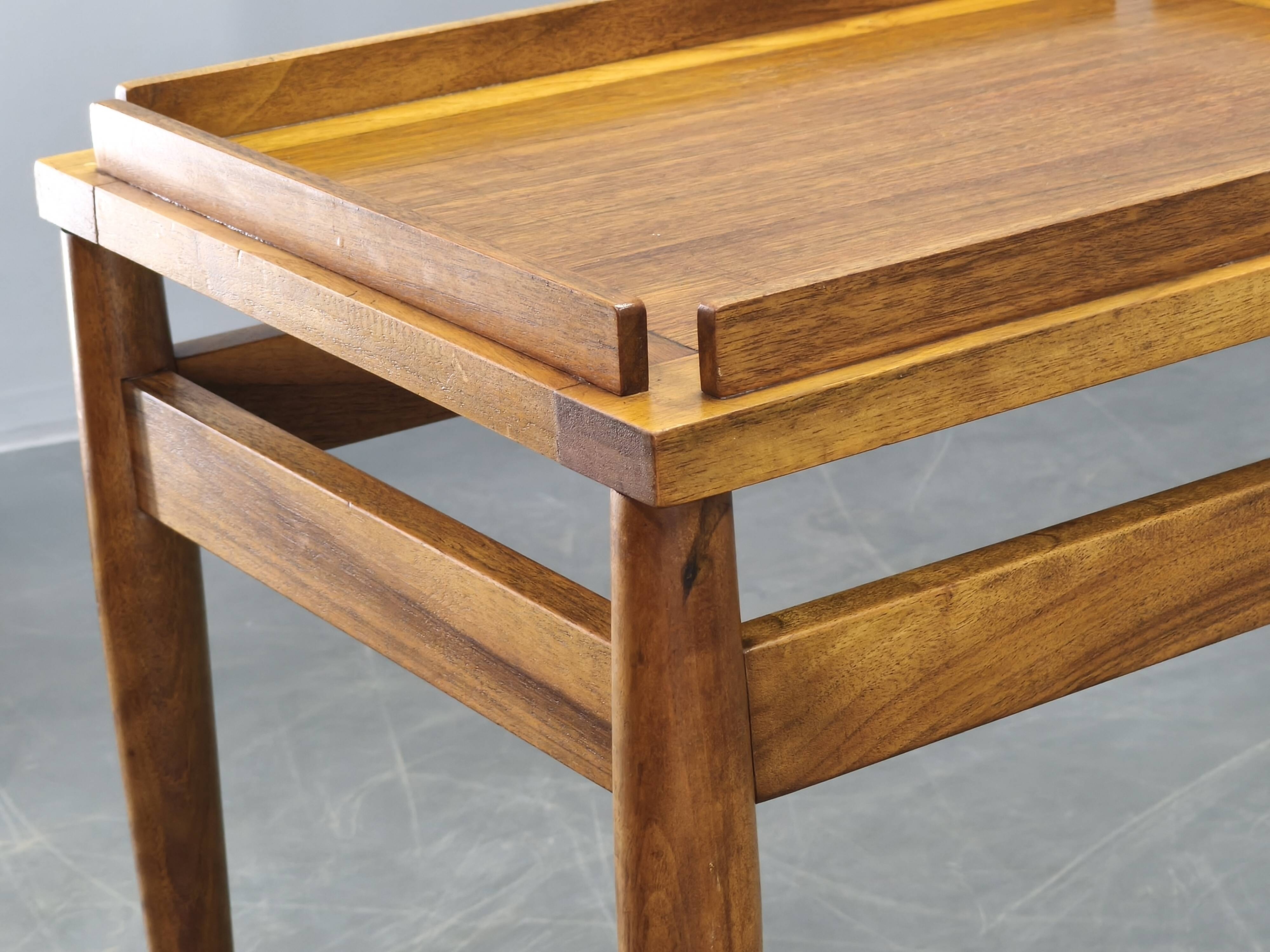 Mid Century Walnut Serving Cart, Czechoslovakia, 1970s
