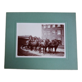 Old photograph 1900 carriage horses and coachman State Railways