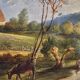 Antique Painting  Animated Landscape Oil Painting on Wood Panel