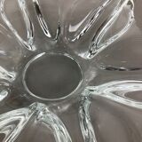 Large French Floral Crystal Glass Shell Bowl by Art Vannes, France, 1970s