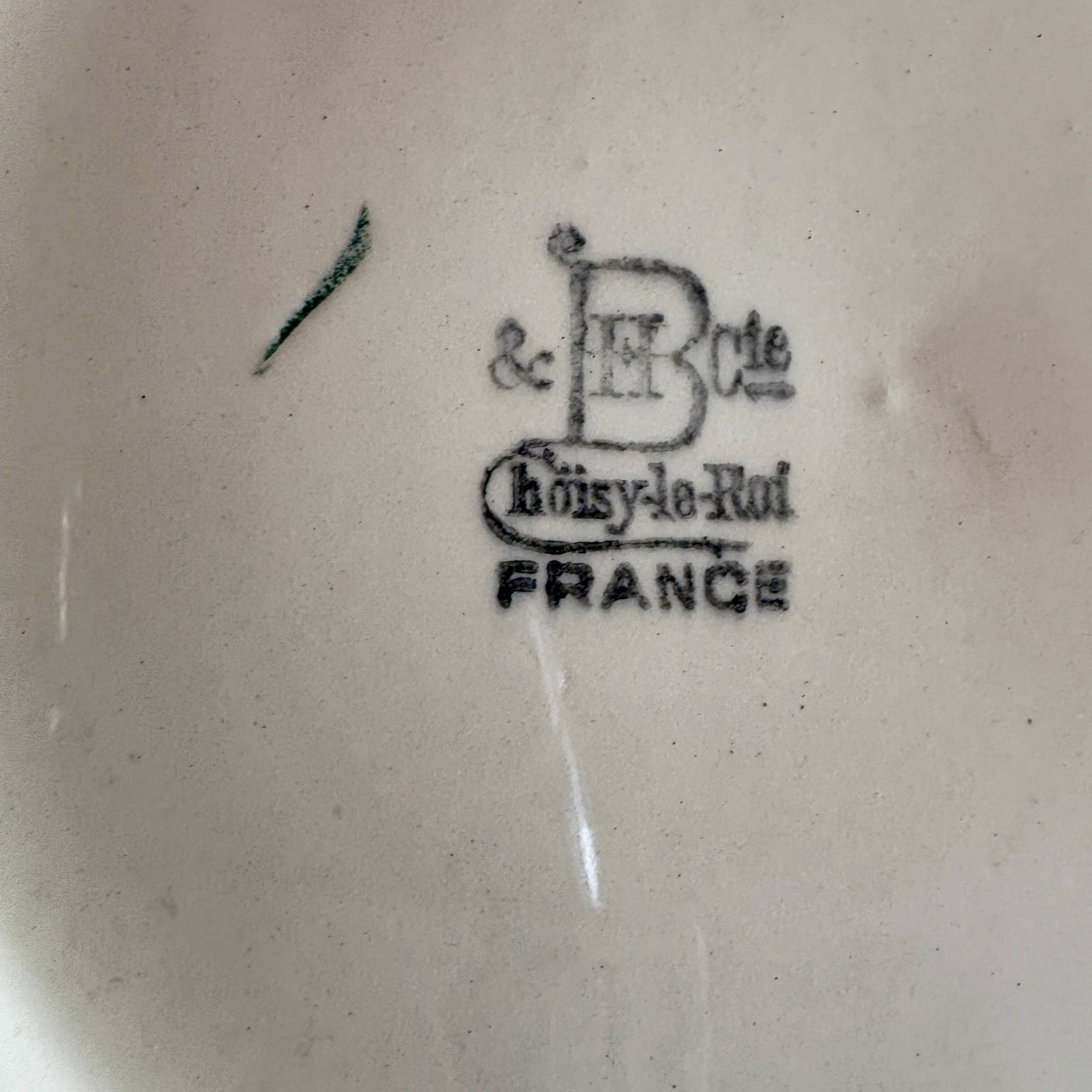 Antique barbotine service with Choisy le Roi apple decorations