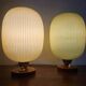 Rare Pair of Table Lamps, Glass and Wood, 1960s