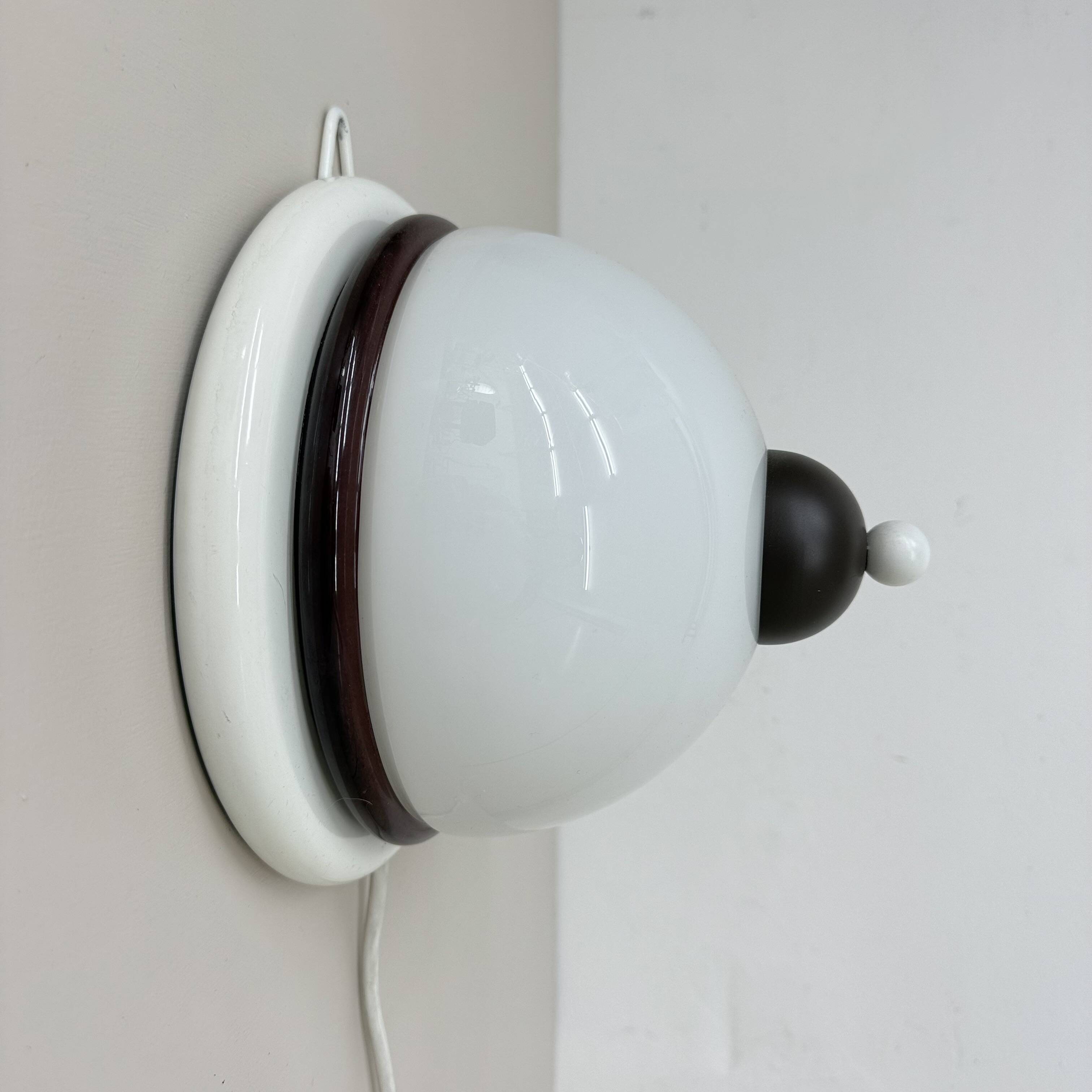 Vintage brown and white wall lamp sconce , 1970s