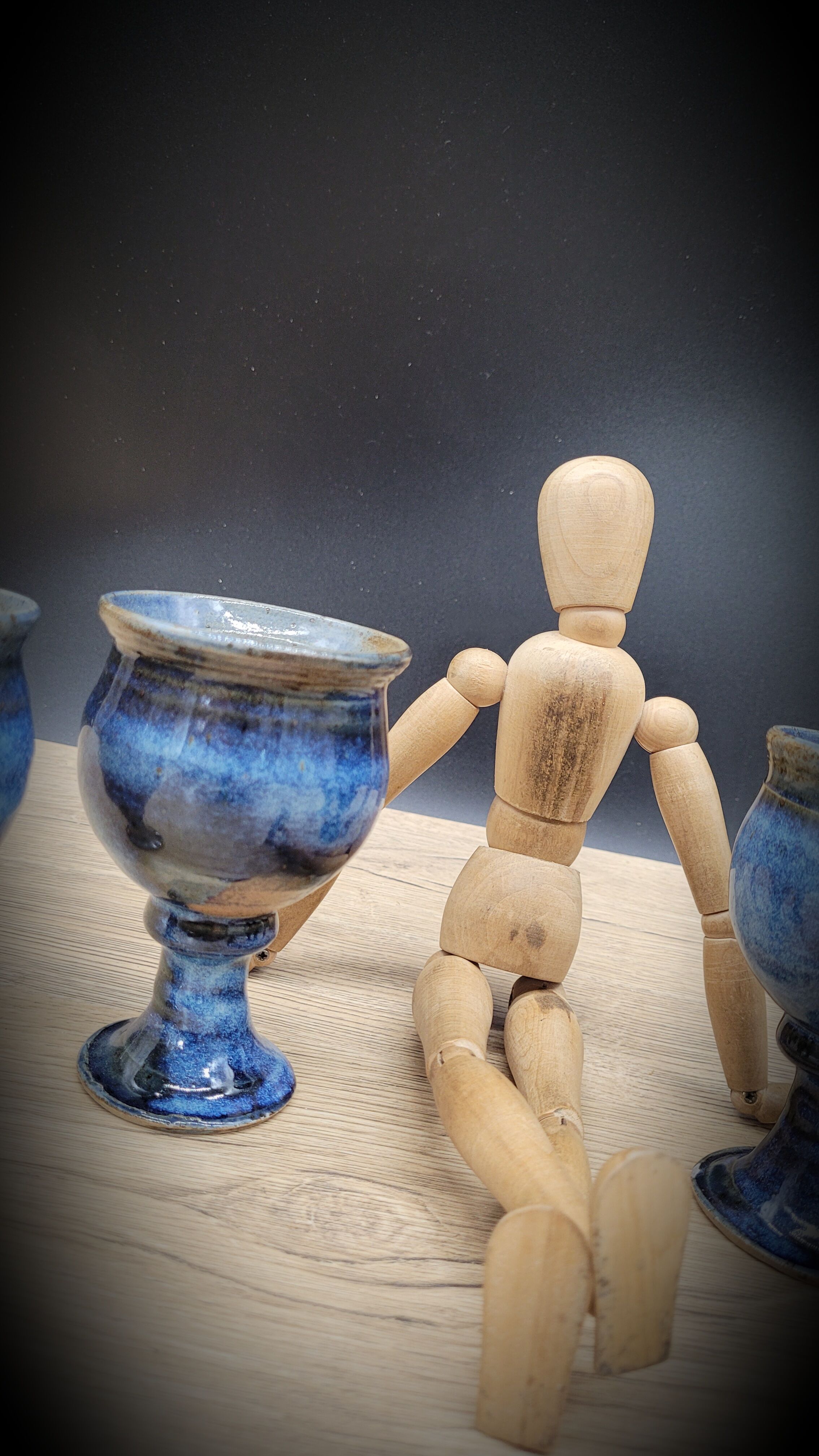 Set 4 blue sandstone cups