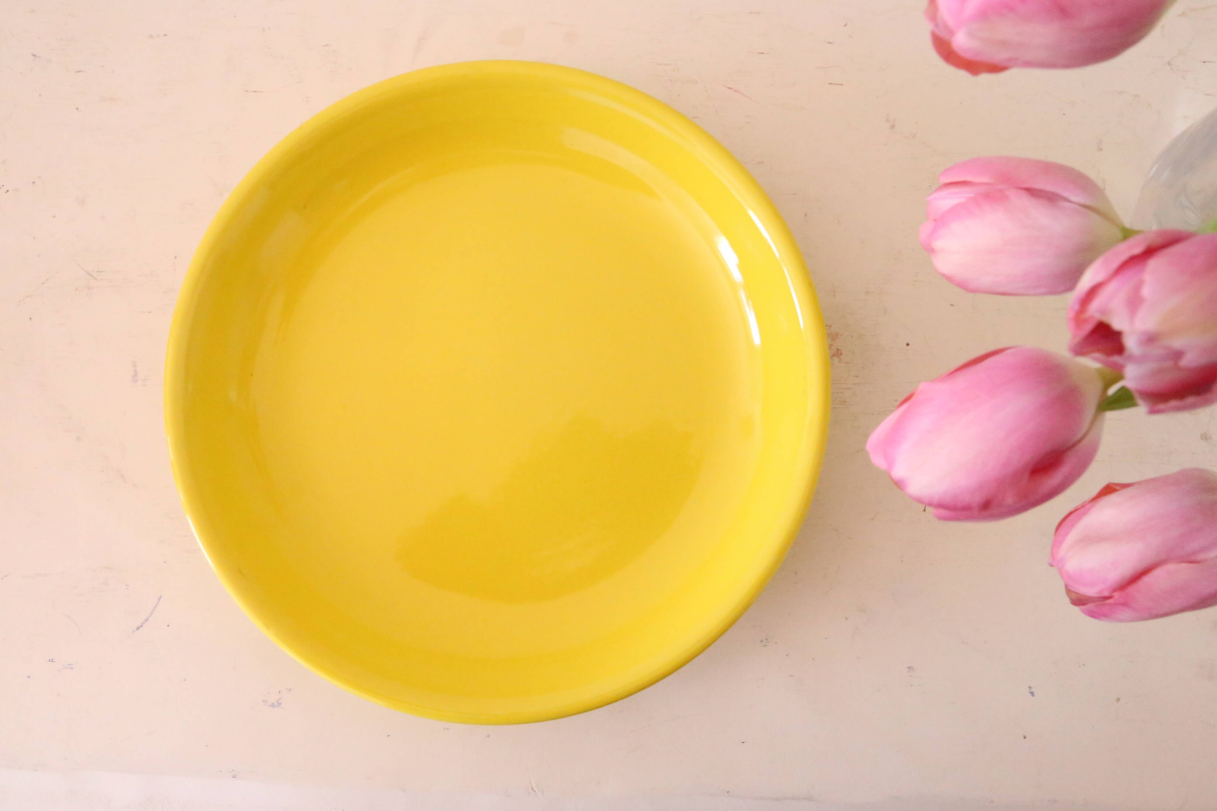 Niderviller round dish, yellow, 1970/80, vintage