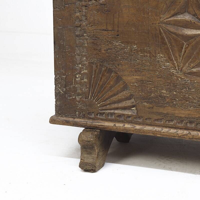 Large 18th Century Rustic Antique Farmhouse Folk Art Blanket Chest