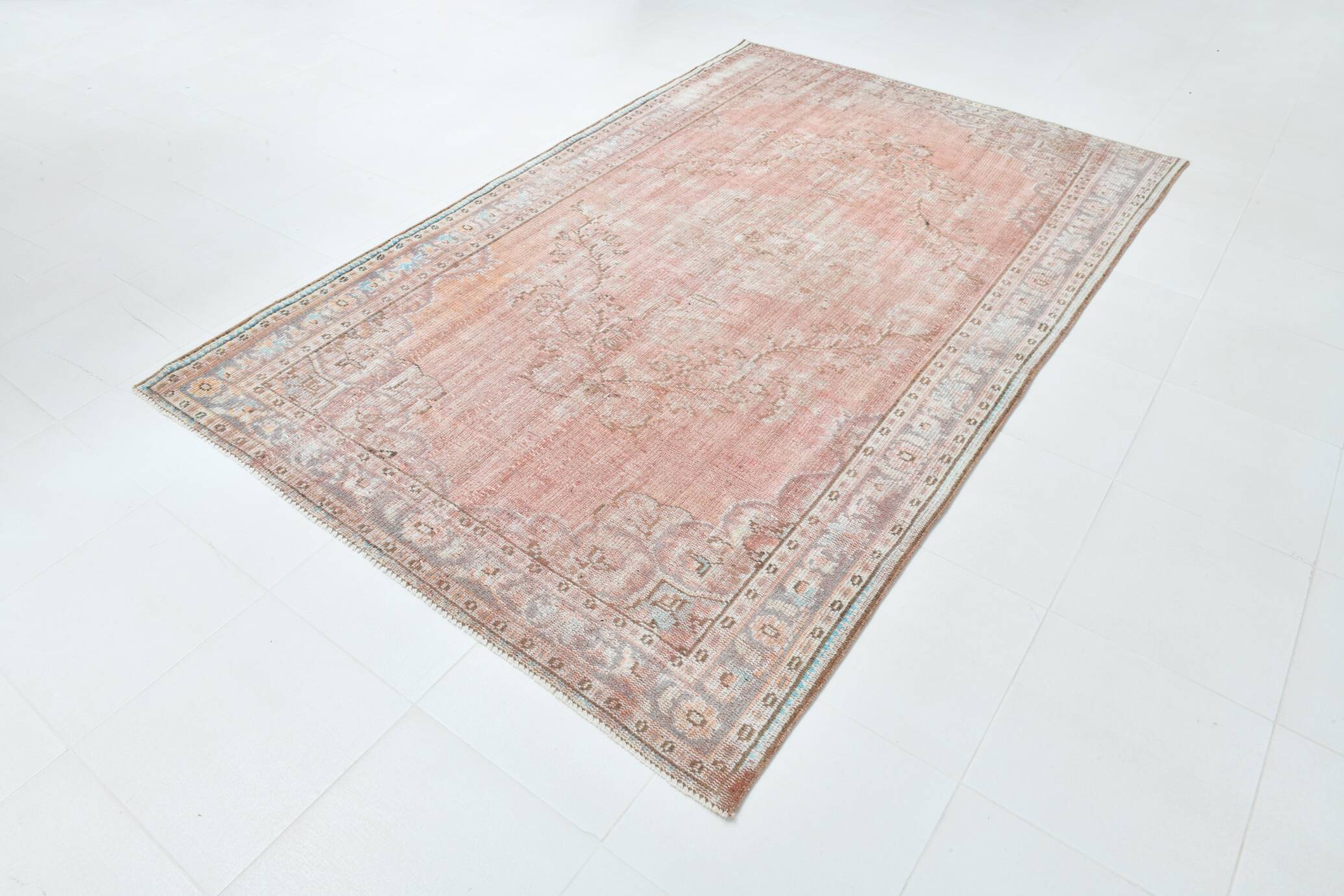 Tapis Oushak Rose Vintage, Tapis Turc Vieilli, 171x267 Cm
