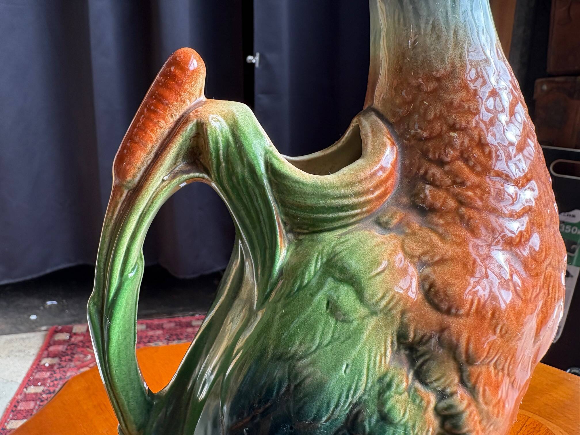 Glazed ceramic duck-shaped pitcher – St-Clément, France (1950s-60s)