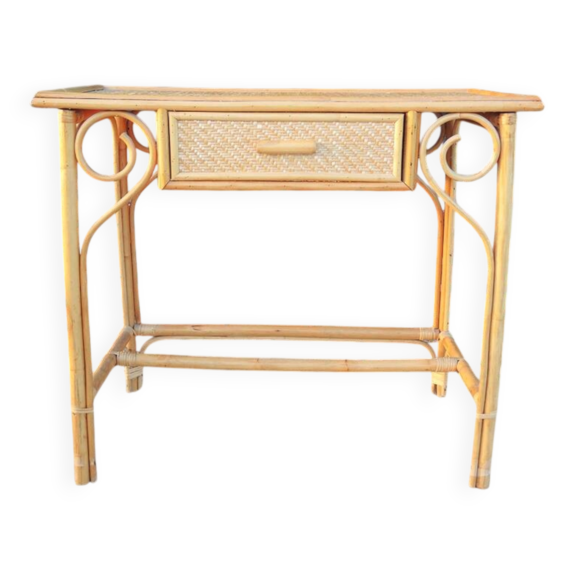 Old bamboo and wicker desk / dressing table