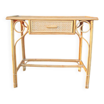 Old bamboo and wicker desk / dressing table