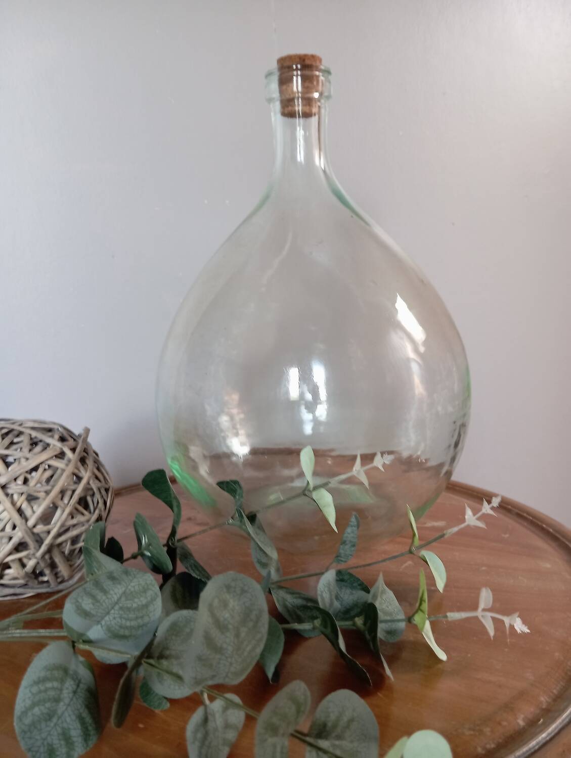 Dame-Jeanne, vintage carboy 6 liters transparent blown glass