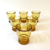 6 Pernod SA amber glass glasses