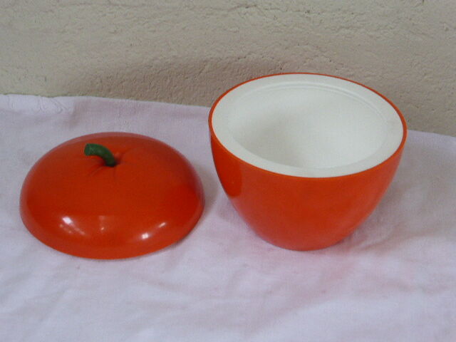 Orange apple, made in plastic ice bucket france, vintage 1970