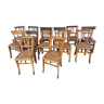 Set of 13 old art deco bistro chairs from the 1930s in light wood